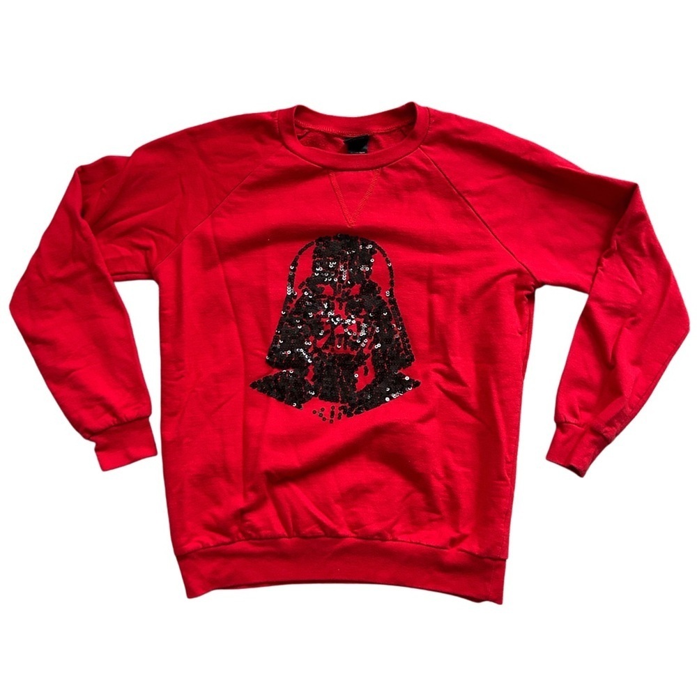 Star Wars Darth Vader Black Sequin Red Crewneck Sweater Size Medium - Picture 1 of 8